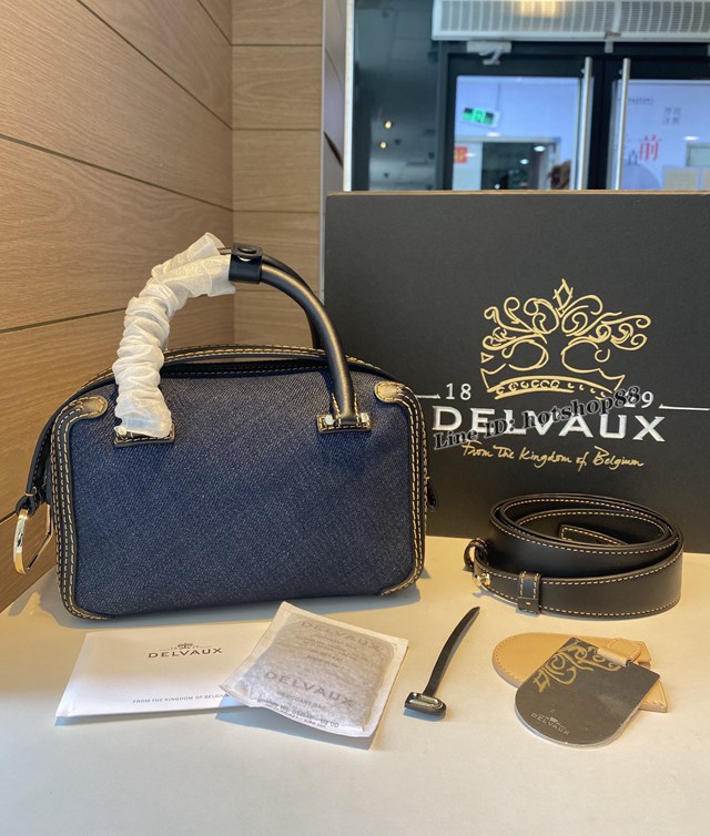 Delvaux專櫃限量版丹寧系列新款Cool Box手提女包 德爾沃專櫃手提肩背手袋女包 bxs1024